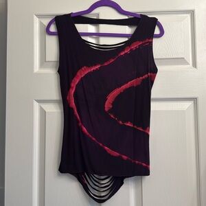 Open back tank top, dark purple/red tie-dye